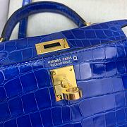 Hermes Kelly 19 Bag Blue Crocodile Gold 19cm - 3