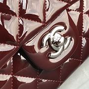 Chanel Flap Bag Red Wine Silver Patent 25cm - 5