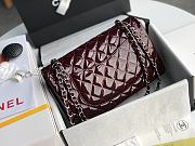 Chanel Flap Bag Red Wine Silver Patent 25cm - 4