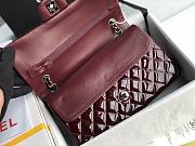 Chanel Flap Bag Red Wine Silver Patent 25cm - 3