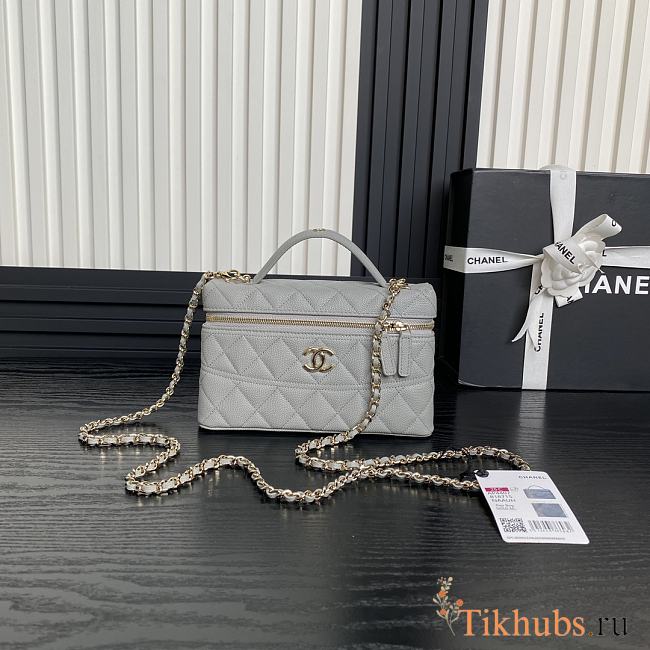 Chanel Vanity Case Grey Caviar 17x19.5x5cm - 1