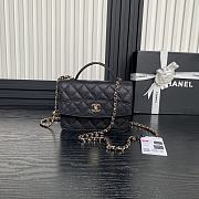 Chanel Top Handle Flap Bag Black Caviar Gold 18x14x3cm - 1