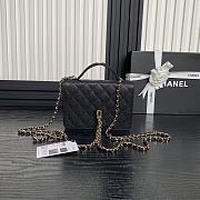 Chanel Top Handle Flap Bag Black Caviar Gold 18x14x3cm - 5