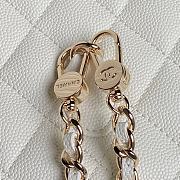 Chanel Top Handle Flap Bag White Caviar Gold 18x14x3cm - 5
