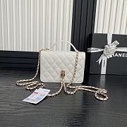 Chanel Top Handle Flap Bag White Caviar Gold 18x14x3cm - 4
