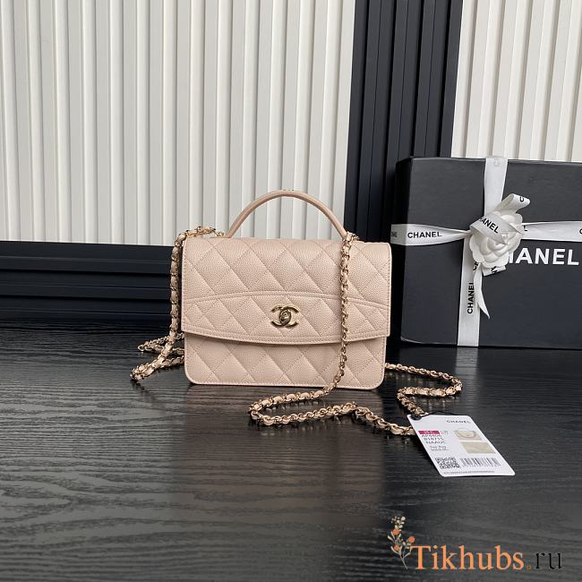 Chanel Top Handle Flap Bag Pink Caviar Gold 18x14x3cm - 1