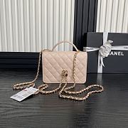 Chanel Top Handle Flap Bag Pink Caviar Gold 18x14x3cm - 4