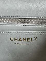 Chanel Top Handle Flap Bag Light Grey Lambskin Gold 20cm - 6