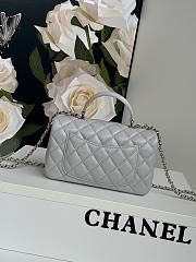 Chanel Top Handle Flap Bag Light Grey Lambskin Gold 20cm - 5