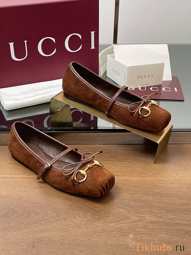 Gucci Brown Suede Flat - 1