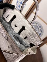 Hermes Birkin 25 Crocodile Himalayan Silver 25cm - 6