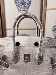 Hermes Birkin 25 Crocodile Himalayan Silver 25cm - 5