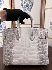 Hermes Birkin 25 Crocodile Himalayan Silver 25cm - 3