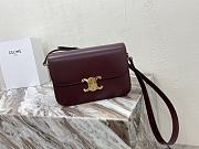 Celine Triomphe Bag In Shiny Calfskin Red Wine 22x16.5x7cm - 1