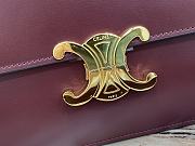 Celine Triomphe Bag In Shiny Calfskin Red Wine 22x16.5x7cm - 3