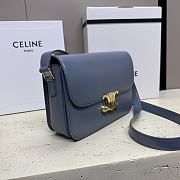 Celine Triomphe Bag In Shiny Calfskin Blue 22x16.5x7cm - 4