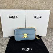 Celine Chain Shoulder Bag Triomphe Blue 20.5x10.5x4cm - 1