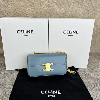 Celine Chain Shoulder Bag Triomphe Blue 20.5x10.5x4cm