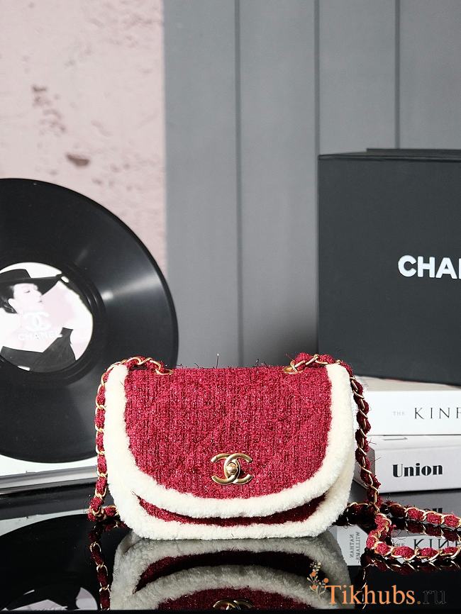 Chanel 24N Bag Red Suede Gold 20x17x10cm - 1