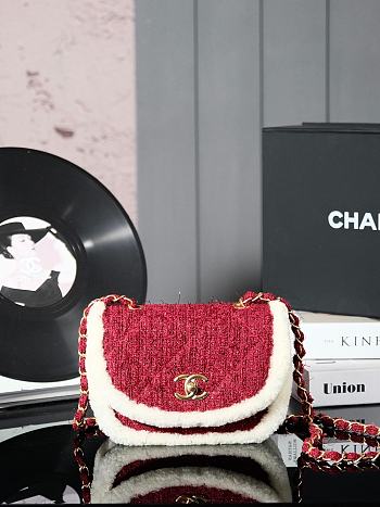 Chanel 24N Bag Red Suede Gold 20x17x10cm