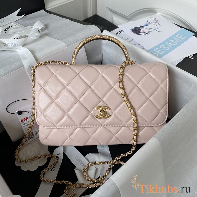 Chanel Small Flap Bag Top Handle Pink 22x21x6.5cm - 1