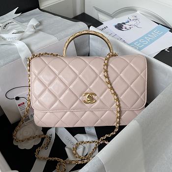 Chanel Small Flap Bag Top Handle Pink 22x21x6.5cm