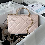 Chanel Small Flap Bag Top Handle Pink 22x21x6.5cm - 4