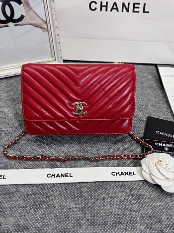 Chanel Wallet On Chain Flap Red Lambskin 19cm