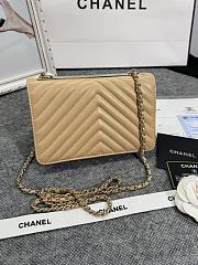 Chanel Wallet On Chain Flap Beige Lambskin 19cm - 3