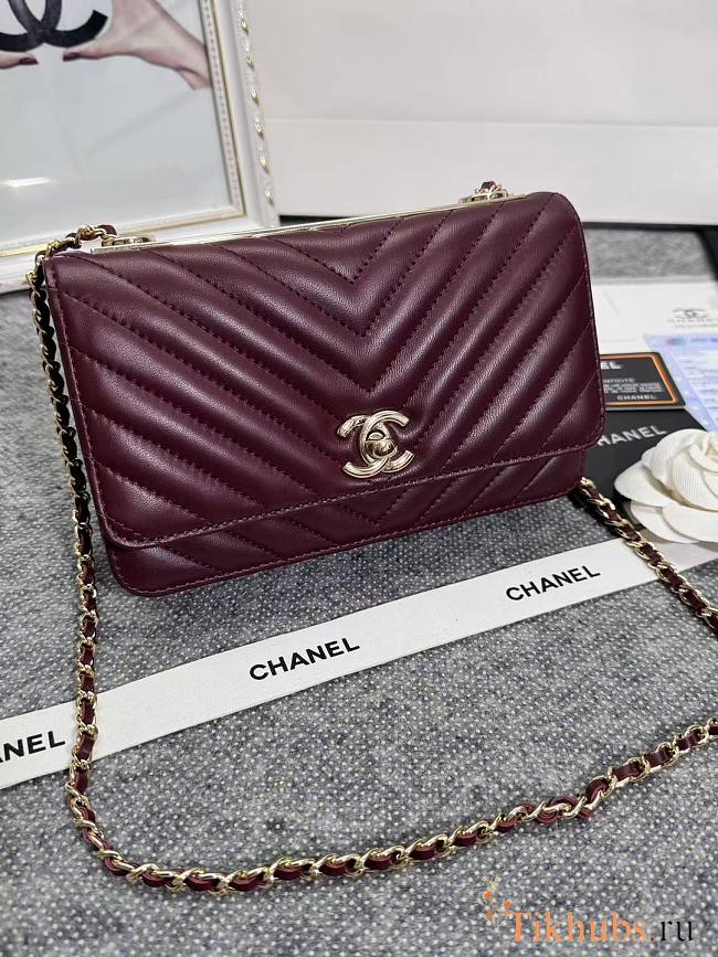 Chanel Wallet On Chain Flap Wine Lambskin 19cm - 1