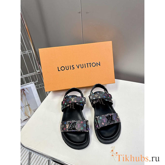 Louis Vuitton LV x TM Sunset Flat Comfort Black Sandal - 1