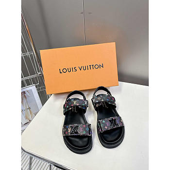 Louis Vuitton LV x TM Sunset Flat Comfort Black Sandal