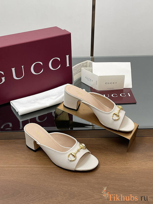 Gucci Women's Horsebit Slide White 5.5cm - 1