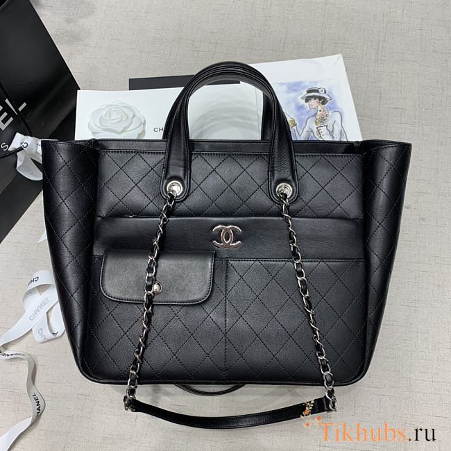 Chanel Shopping Tote Bag Black 37x26x14cm - 1