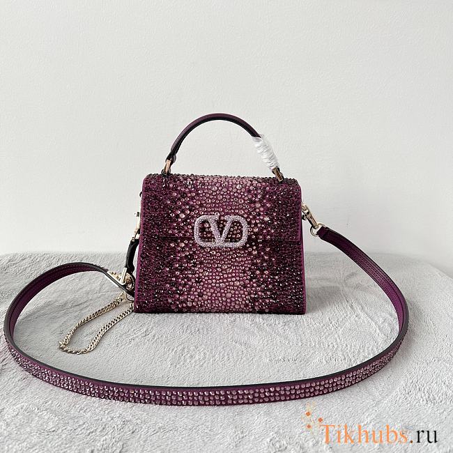 Valentino Mini Garavani VSling Top Handle Bag Crystal 19x13x9cm - 1