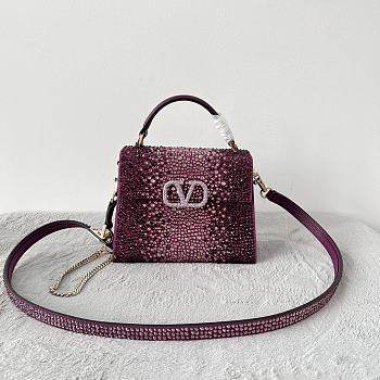 Valentino Mini Garavani VSling Top Handle Bag Crystal 19x13x9cm