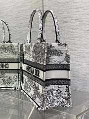 Dior Medium Book Tote White Black Toile de Jouy Scotland 36x18x28cm - 6