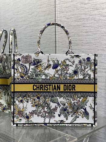 Dior Book Tote Latte Yellow Multicolor Chardons 42x18x35cm