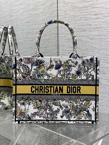 Dior Medium Book Tote Latte Yellow Multicolor Chardons 36x18x28cm