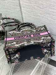 Dior Medium Book Tote Black Multicolor Around the World 36x18x28cm - 5