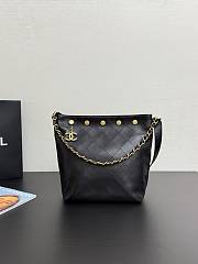 Chanel Bucket Bag Black Lambskin Gold 28x31x15cm - 1