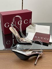 Gucci Signoria Slingback Pump Silver Leather Heel 10.5cm - 2