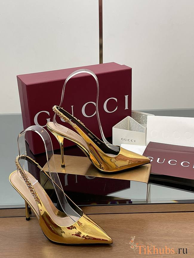 Gucci Signoria Slingback Pump Gold Heel 10.5cm - 1