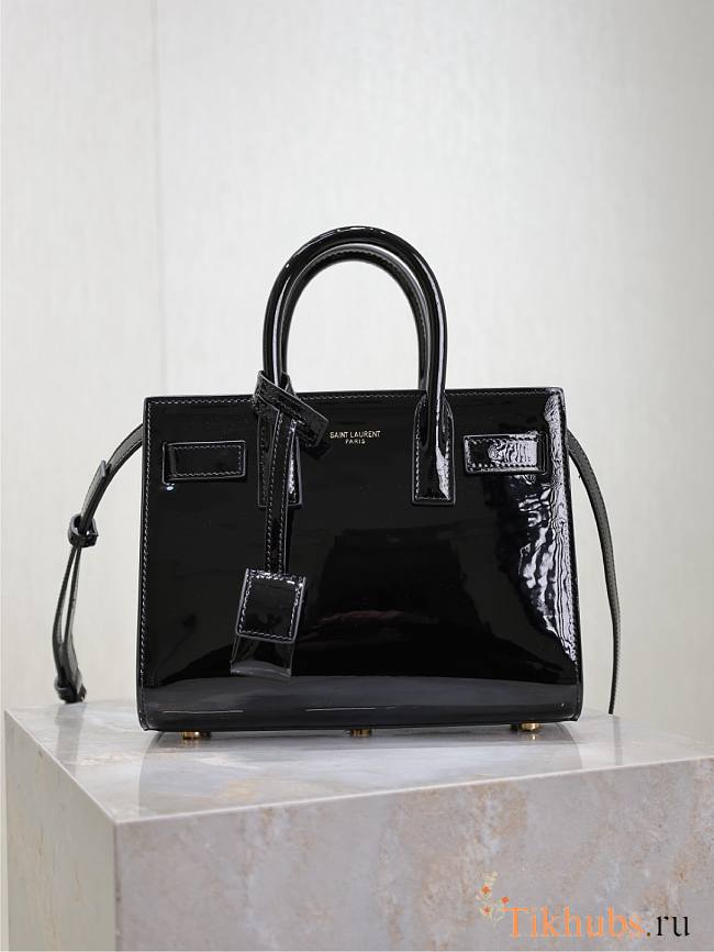 YSL Sac De Jour Bag Black Patent 22x18x10.5cm - 1