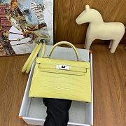 Hermes Kelly 19 Bag Yellow Crocodile Silver 19cm - 1