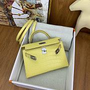Hermes Kelly 19 Bag Yellow Crocodile Silver 19cm - 5