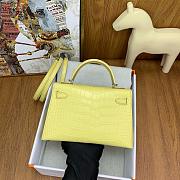Hermes Kelly 19 Bag Yellow Crocodile Silver 19cm - 3