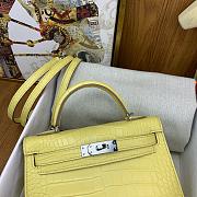 Hermes Kelly 19 Bag Yellow Crocodile Silver 19cm - 2