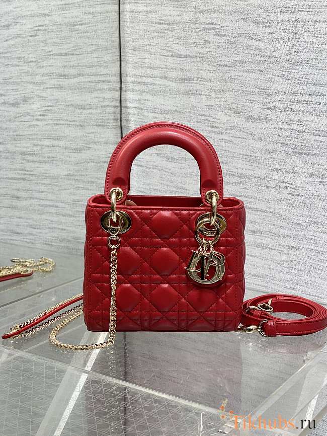 Dior Mini Lady Bag Red Gold 17cm - 1