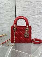 Dior Mini Lady Bag Red Gold 17cm - 1